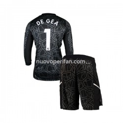Maglie da Calcio Manchester United DE GEA 1 Portiere Bambino Trasferta Tenuta 2022-2023 Maniche Lunghe