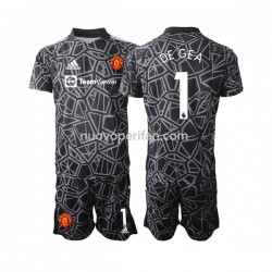 Maglie da Calcio Manchester United DE GEA 1 Portiere Bambino Trasferta Tenuta 2022-2023 Maniche Corte