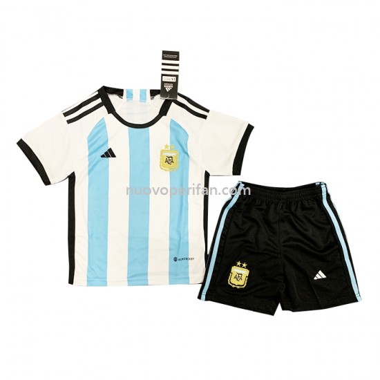 Maglie da Calcio Argentina Bambino Prima Tenuta Mondiali 2022 Manica Corta