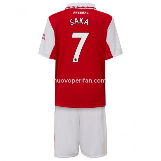 Maglie da Calcio Arsenal Saka 7 Bambino Prima Tenuta 2022-2023 Manica Corta