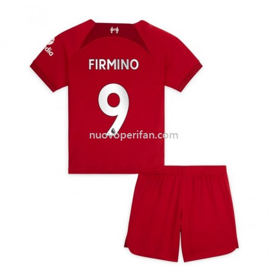 Maglie da Calcio Liverpool Firmino 9 Bambino Prima Tenuta 2022-2023 Manica Corta