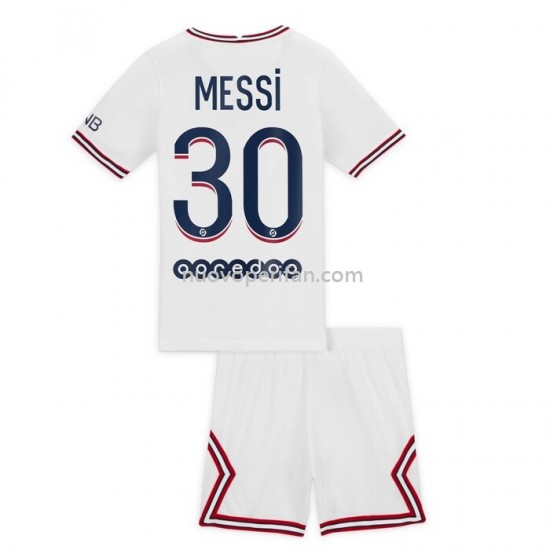 Maglie da Calcio Paris Saint-Germain Lionel Messi 30 Bambino Quarta Tenuta 2021-2022 Manica Corta