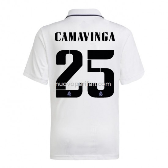 Maglie da Calcio Real Madrid Camavinga 25 Prima Tenuta 2022-2023 Manica Corta