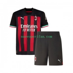 Maglie da Calcio AC Milan Bambino Prima Tenuta 2022-2023 Maniche Corte