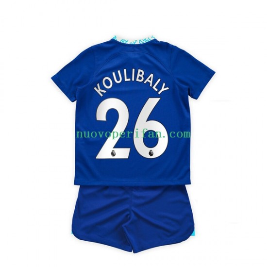 Maglie da Calcio Chelsea Kalidou Koulibaly 26 Bambino Prima Tenuta 2022-2023 Maniche Corte