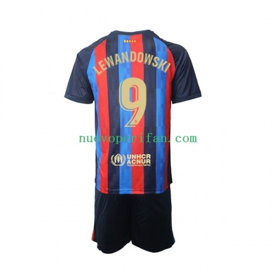 Maglie da Calcio FC Barcelona Robert Lewandowski 9 Bambino Prima Tenuta 2022-2023 Maniche Corte