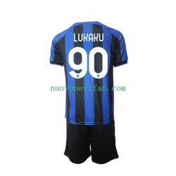 Maglie da Calcio Inter Milan Romelu Lukaku 90 Bambino Prima Tenuta 2022-2023 Maniche Corte