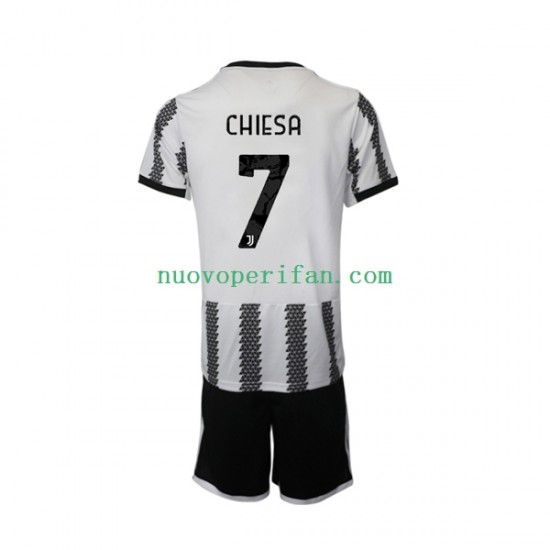 Maglie da Calcio Juventus Chiesa 7 Bambino Prima Tenuta 2022-2023 Maniche Corte