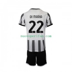 Maglie da Calcio Juventus Di Maria 22 Bambino Prima Tenuta 2022-2023 Maniche Corte