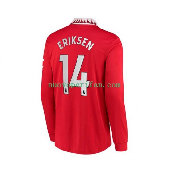 Maglie da Calcio Manchester United Christian Eriksen 14 Uomo Prima Tenuta 2022-2023 Maniche Lunghe