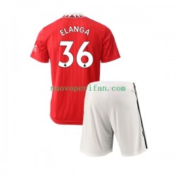 Maglie da Calcio Manchester United Elanga 36 Bambino Prima Tenuta 2022-2023 Maniche Corte