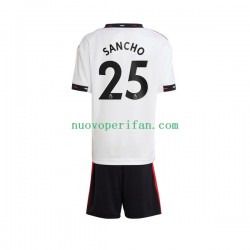 Maglie da Calcio Manchester United Jadon Sancho 25 Bambino Trasferta Tenuta 2022-2023 Maniche Corte