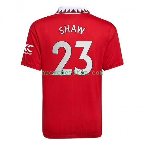 Maglie da Calcio Manchester United Luke Shaw 23 Uomo Prima Tenuta 2022-2023 Maniche Corte