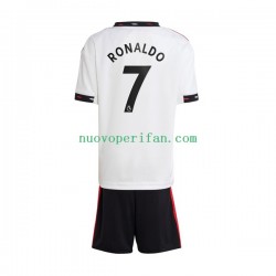 Maglie da Calcio Manchester United Ronaldo 7 Bambino Trasferta Tenuta 2022-2023 Maniche Corte