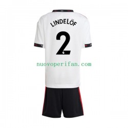 Maglie da Calcio Manchester United Victor Lindelof 2 Bambino Trasferta Tenuta 2022-2023 Maniche Corte
