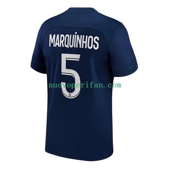 Maglie da Calcio Paris Saint-Germain Marquinhos 5 Uomo Prima Tenuta 2022-2023 Maniche Corte