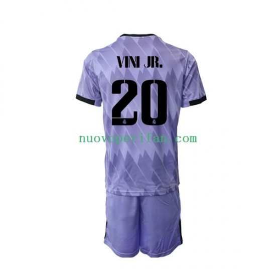 Maglie da Calcio Real Madrid Vinicius Junior 20 Bambino Trasferta Tenuta 2022-2023 Maniche Corte
