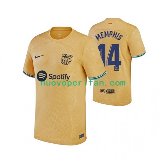 Maglie da Calcio FC Barcelona Memphis Depay 14 Uomo Trasferta Tenuta 2022-2023 Maniche Corte