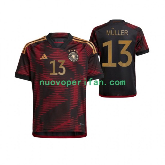 Maglie da Calcio Germania Thomas Muller 13 Uomo Trasferta Tenuta Mondiali 2022 Maniche Corte
