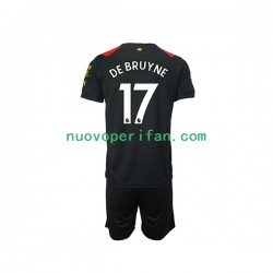 Maglie da Calcio Manchester City De Bruyne 17 Bambino Trasferta Tenuta 2022-2023 Maniche Corte