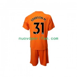 Maglie da Calcio Manchester City Ederson M. 31 Portiere Bambino Alternativa Tenuta 2022-2023 Maniche Corte