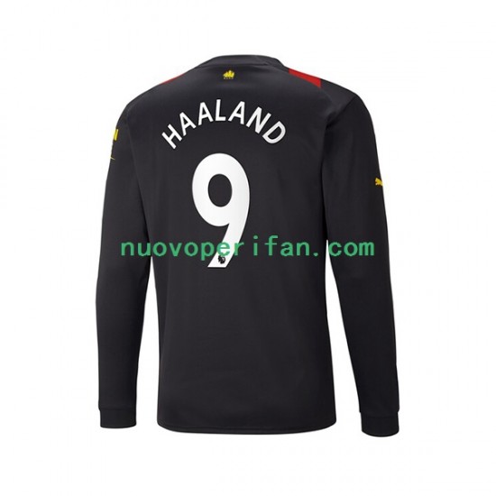 Maglie da Calcio Manchester City Haaland 9 Uomo Trasferta Tenuta 2022-2023 Maniche Lunghe