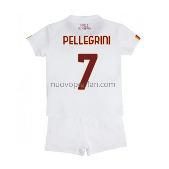 Maglie da Calcio AS Roma Lorenzo Pellegrini 7 Bambino Trasferta Tenuta 2022-2023 Maniche Corte