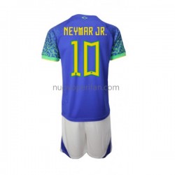 Maglie da Calcio Brasile Neymar JR 10 Bambino Trasferta Tenuta Mondiali 2022 Maniche Corte