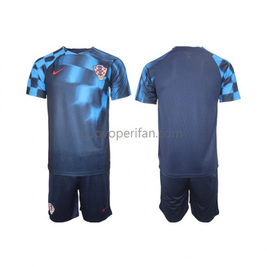 Maglie da Calcio Croazia Bambino Trasferta Tenuta Mondiali 2022 Maniche Corte