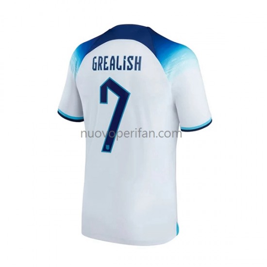 Maglie da Calcio Inghilterra Grealish 7 Uomo Prima Tenuta Mondiali 2022 Maniche Corte