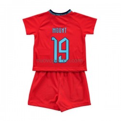 Maglie da Calcio Inghilterra Mount 19 Bambino Trasferta Tenuta Mondiali 2022 Maniche Corte