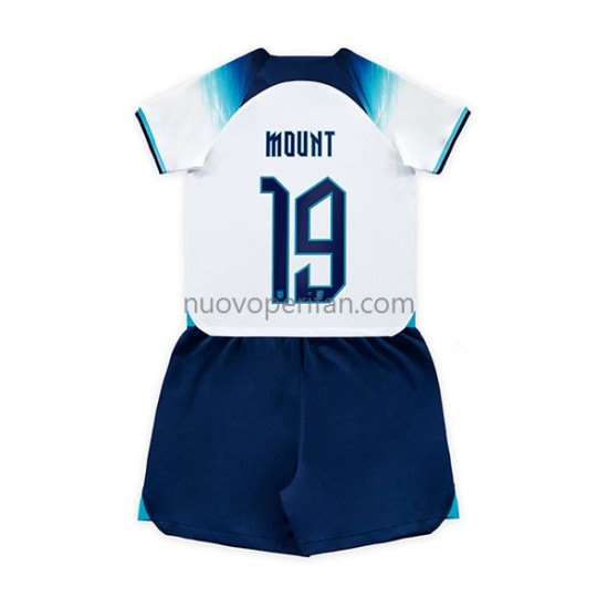 Maglie da Calcio Inghilterra Mount 19 Bambino Prima Tenuta Mondiali 2022 Maniche Corte