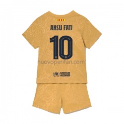 Maglie da Calcio FC Barcelona Ansu Fat 10 Bambino Trasferta Tenuta 2022-2023 Maniche Corte