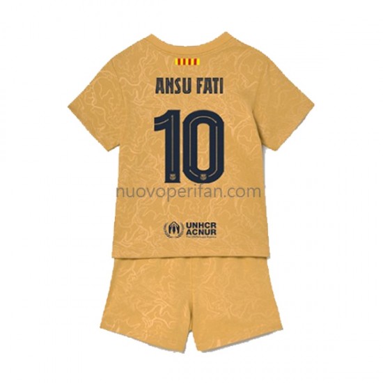 Maglie da Calcio FC Barcelona Ansu Fat 10 Bambino Trasferta Tenuta 2022-2023 Maniche Corte