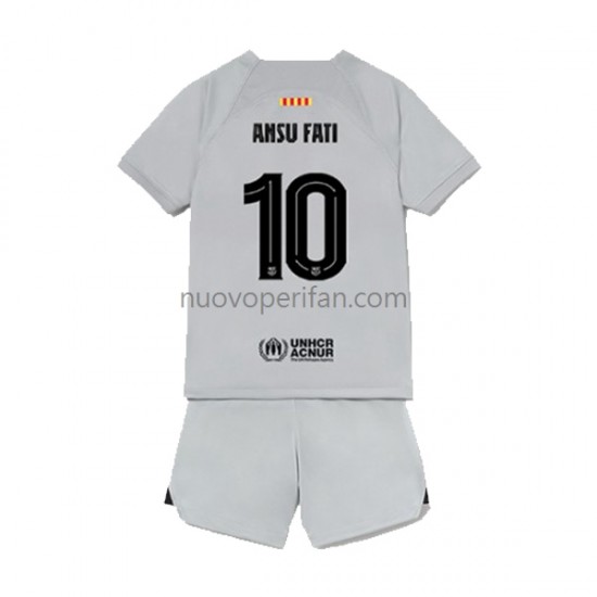Maglie da Calcio FC Barcelona Ansu Fat 10 Bambino Alternativa Tenuta 2022-2023 Maniche Corte