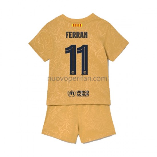 Maglie da Calcio FC Barcelona Ferran Torres 11 Bambino Trasferta Tenuta 2022-2023 Maniche Corte