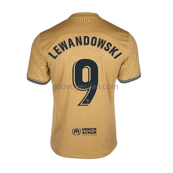 Maglie da Calcio FC Barcelona Lewandowski 9 Uomo Trasferta Tenuta 2022-2023 Maniche Corte