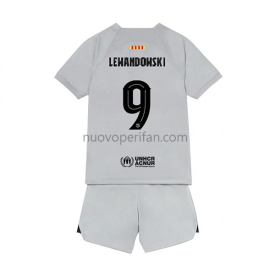 Maglie da Calcio FC Barcelona Lewandowski 9 Bambino Alternativa Tenuta 2022-2023 Maniche Corte
