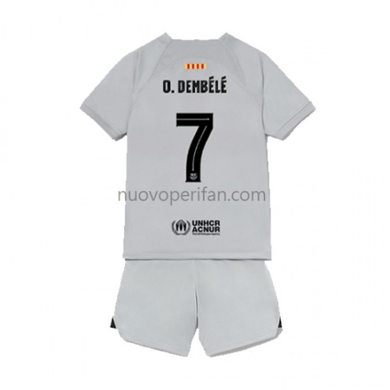 Maglie da Calcio FC Barcelona Ousmane Dembele 7 Bambino Alternativa Tenuta 2022-2023 Maniche Corte