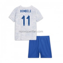 Maglie da Calcio Francia Dembele 11 Bambino Trasferta Tenuta Mondiali 2022 Maniche Corte