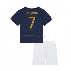 Maglie da Calcio Francia Griezmann 7 Bambino Prima Tenuta Mondiali 2022 Maniche Corte