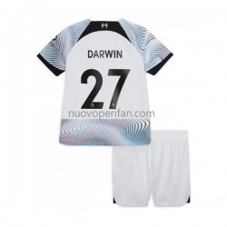 Maglie da Calcio Liverpool Darwin Nunez 27 Bambino Trasferta Tenuta 2022-2023 Maniche Corte