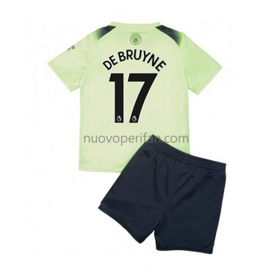 Maglie da Calcio Manchester City De Bruyne 17 Bambino Alternativa Tenuta 2022-2023 Maniche Corte