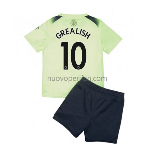 Maglie da Calcio Manchester City Grealish 10 Bambino Alternativa Tenuta 2022-2023 Maniche Corte