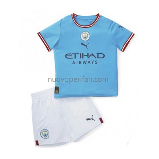 Maglie da Calcio Manchester City Bambino Prima Tenuta 2022-2023 Maniche Corte