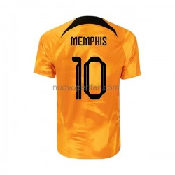 Maglie da Calcio Paesi Bassi Memphis 10 Uomo Prima Tenuta Mondiali 2022 Maniche Corte