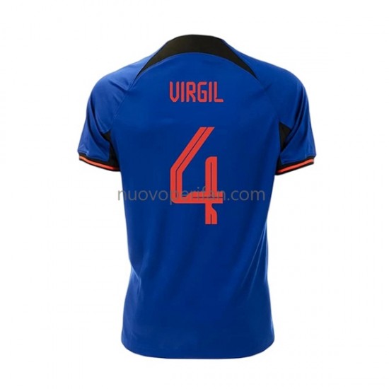 Maglie da Calcio Paesi Bassi Virgil 4 Uomo Trasferta Tenuta Mondiali 2022 Maniche Corte