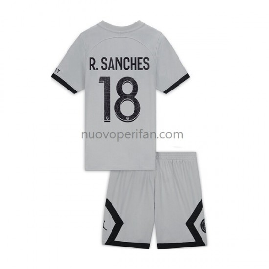 Maglie da Calcio Paris Saint-Germain R.Sanches 18 Bambino Trasferta Tenuta 2022-2023 Maniche Corte