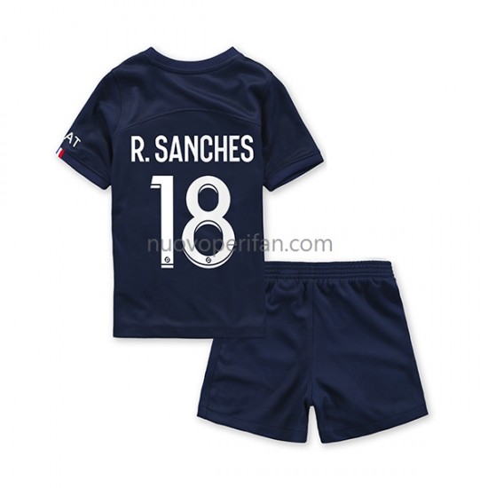 Maglie da Calcio Paris Saint-Germain R.Sanches 18 Bambino Prima Tenuta 2022-2023 Maniche Corte