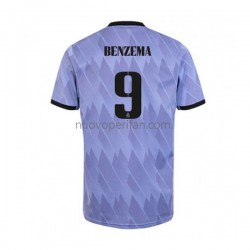 Maglie da Calcio Real Madrid Karim Benzema 9 Uomo Trasferta Tenuta 2022-2023 Maniche Corte